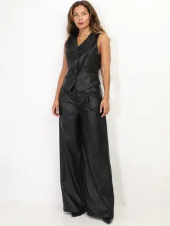 Hot La Modeuse Gilet sans manches en simili Noir