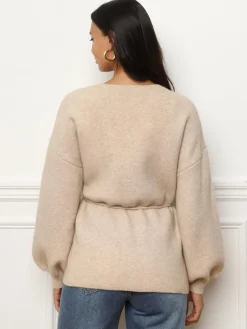New La Modeuse Gilet style kimono à nouer Taupe