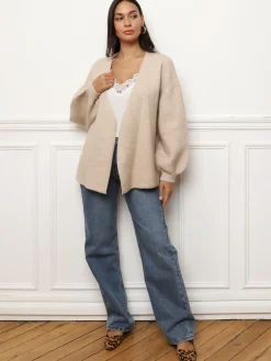 New La Modeuse Gilet style kimono à nouer Taupe
