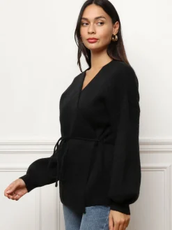 La Modeuse Gilet style kimono à nouer Noir