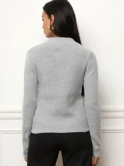 New La Modeuse Gilet zippé à sequins Gris