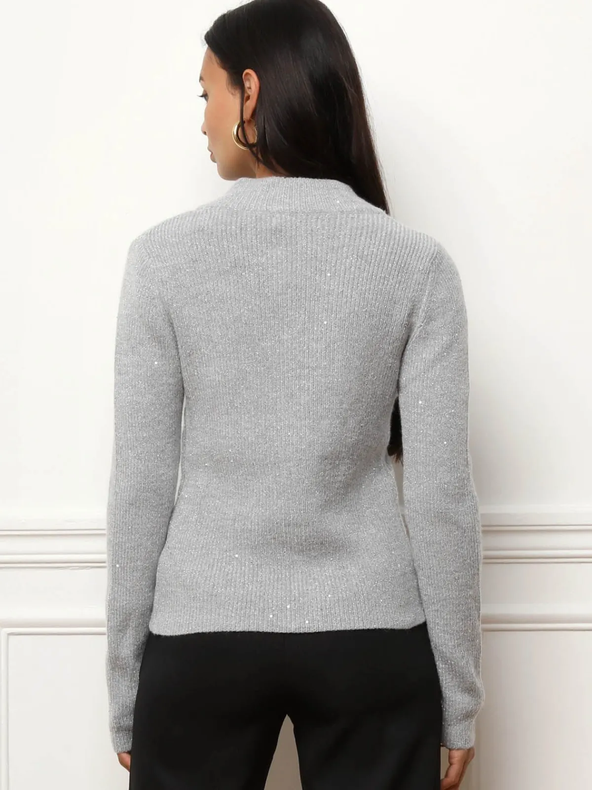 New La Modeuse Gilet zippé à sequins Gris