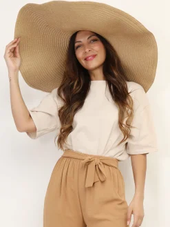 Hot La Modeuse Grande capeline en paille Taupe