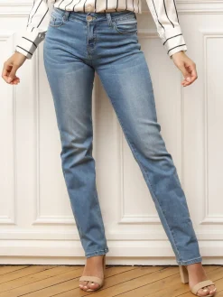 Online La Modeuse Jeans droit et push-up délavé Bleu
