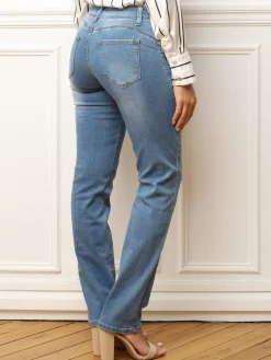 Online La Modeuse Jeans droit et push-up délavé Bleu