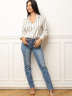 Online La Modeuse Jeans droit et push-up délavé Bleu