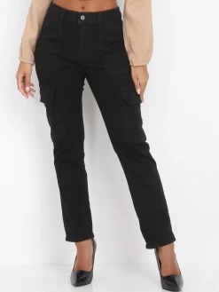 Online La Modeuse Jeans droit style cargo Noir