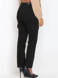 Online La Modeuse Jeans droit style cargo Noir