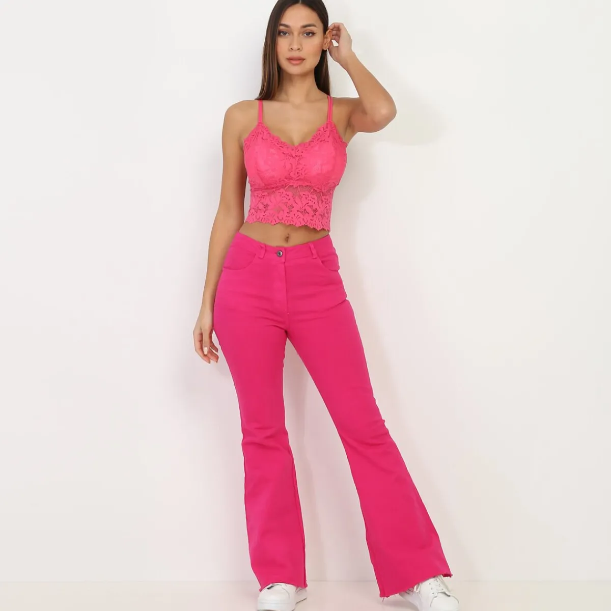 Clearance La Modeuse Jeans flare stretch Fuchsia