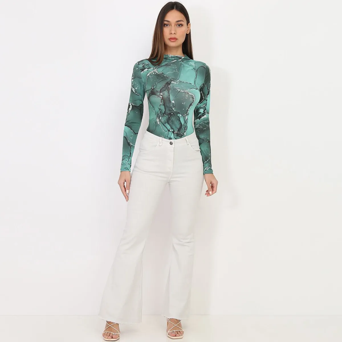 New La Modeuse Jeans flare stretch Beige