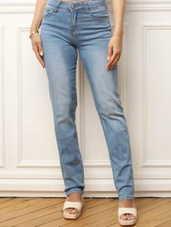 New La Modeuse Jeans push-up délavé à coupe droite Bleu