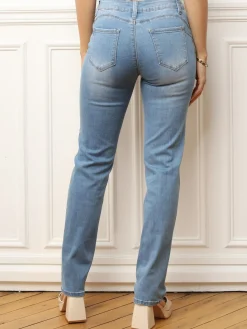 New La Modeuse Jeans push-up délavé à coupe droite Bleu