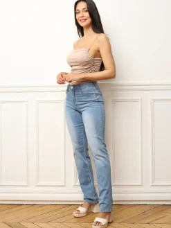 New La Modeuse Jeans push-up délavé à coupe droite Bleu