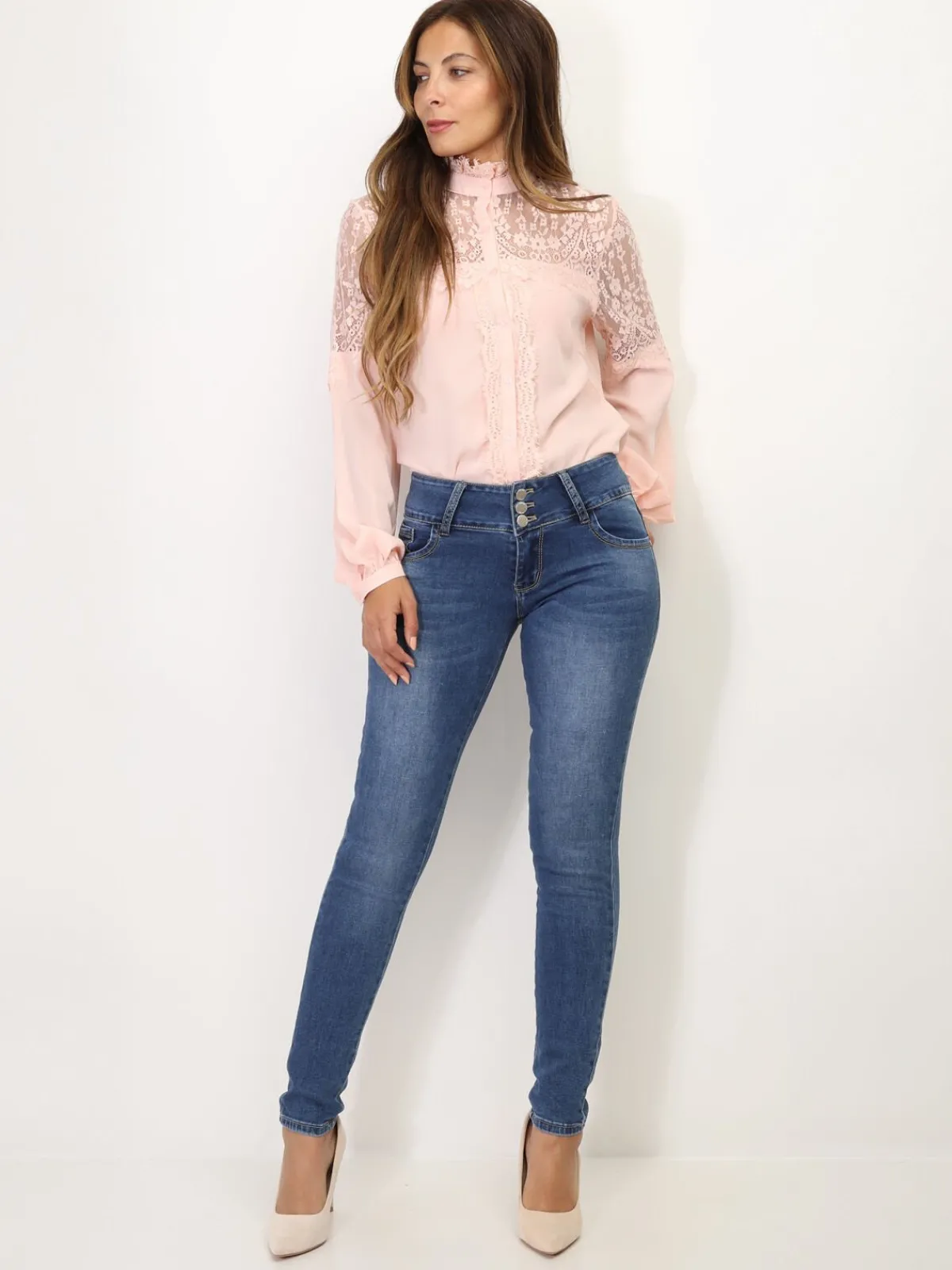La Modeuse Jeans skinny avec un noeud à l'arrière Bleu