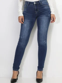 Online La Modeuse Jeans skinny push-up avec éraflures Bleufoncé