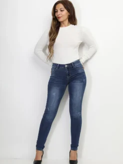 Online La Modeuse Jeans skinny push-up avec éraflures Bleufoncé
