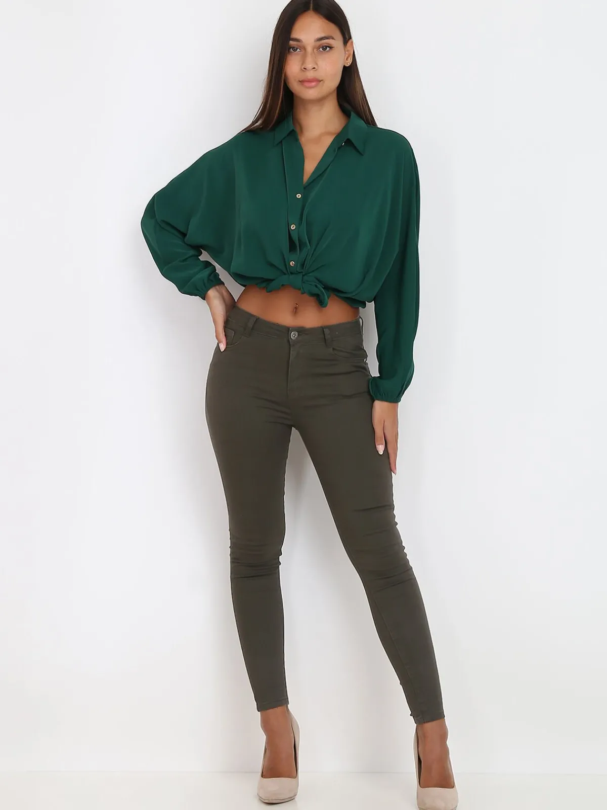 Clearance La Modeuse Jeans stretch basique et slim Kaki