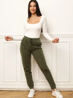 Best La Modeuse Jogging classique à taille haute Kaki