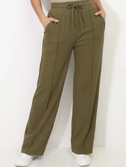 Online La Modeuse Jogging droit à coutures apparentes Kaki