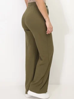 Online La Modeuse Jogging droit à coutures apparentes Kaki