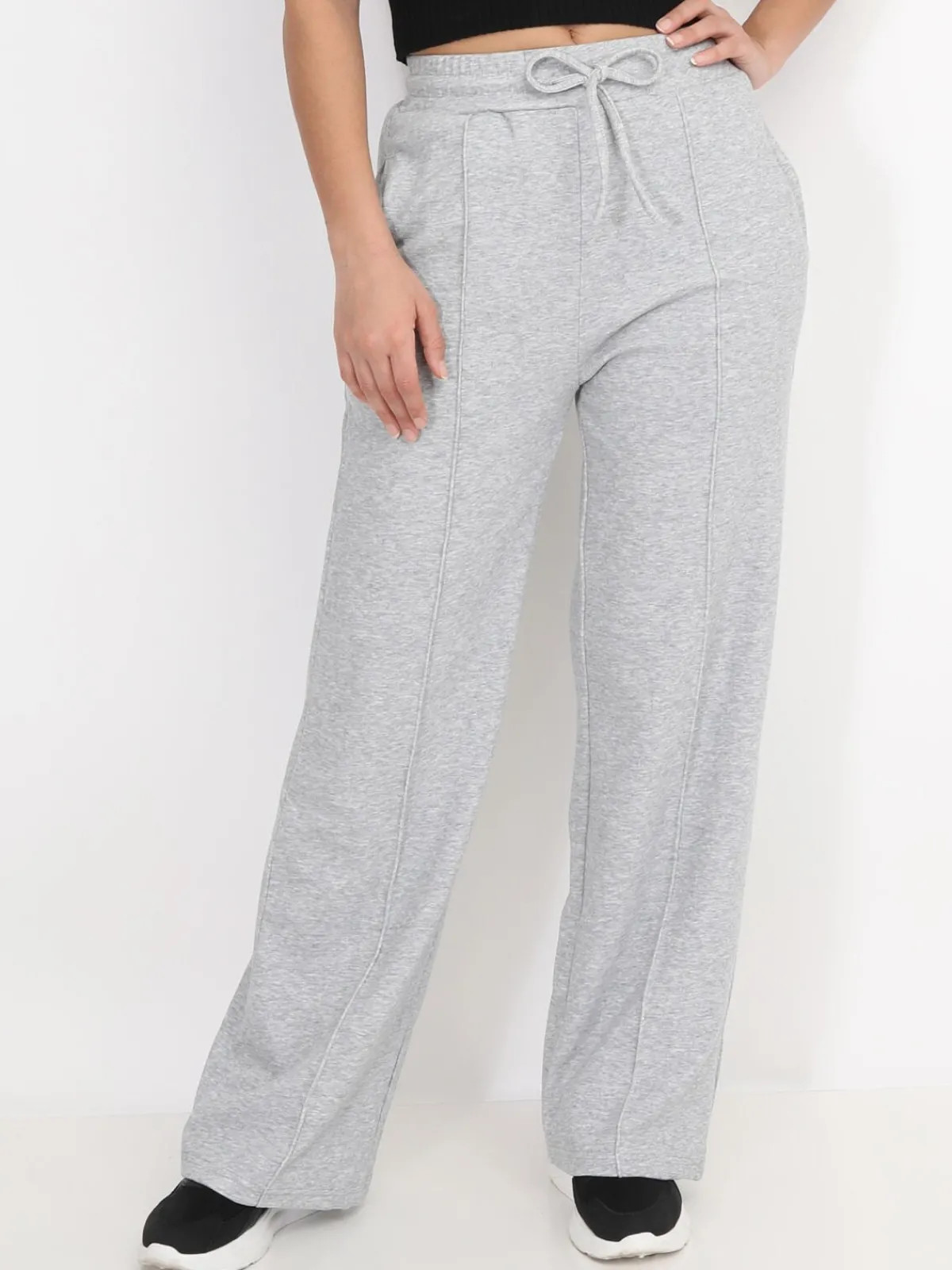 Sale La Modeuse Jogging droit à coutures apparentes Grisclair