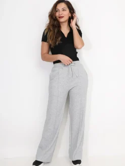 Sale La Modeuse Jogging droit à coutures apparentes Grisclair