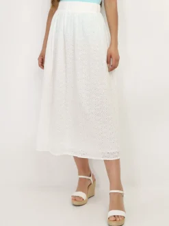 Discount La Modeuse Jupe à broderie anglaise Blanc