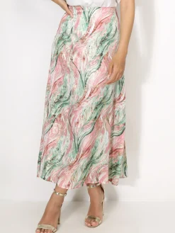 New La Modeuse Jupe à imprimé abstrait et éclats dorés Multicolore