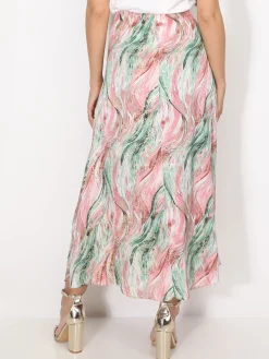 New La Modeuse Jupe à imprimé abstrait et éclats dorés Multicolore