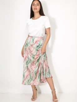 New La Modeuse Jupe à imprimé abstrait et éclats dorés Multicolore