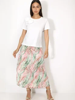 New La Modeuse Jupe à imprimé abstrait et éclats dorés Multicolore