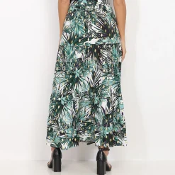Discount La Modeuse Jupe à imprimé tropical et détails dorés Blanc