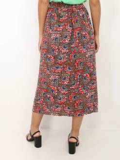 Clearance La Modeuse Jupe à motif fleurs style wax Marron