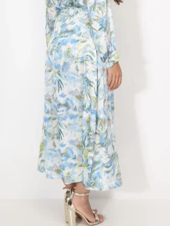 La Modeuse Jupe à motifs et éclats dorés Bleu