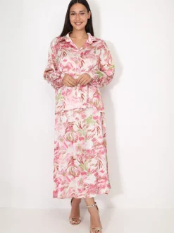 Sale La Modeuse Jupe à motifs et éclats dorés Rose
