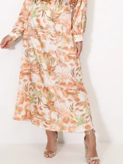 Sale La Modeuse Jupe à motifs et éclats dorés Orange