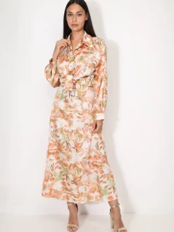 Sale La Modeuse Jupe à motifs et éclats dorés Orange