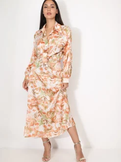 Sale La Modeuse Jupe à motifs et éclats dorés Orange
