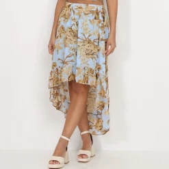 Best La Modeuse Jupe asymétrique à motif printanier BleuClair
