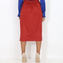 La Modeuse Jupe asymétrique fendue en suédine Bordeaux