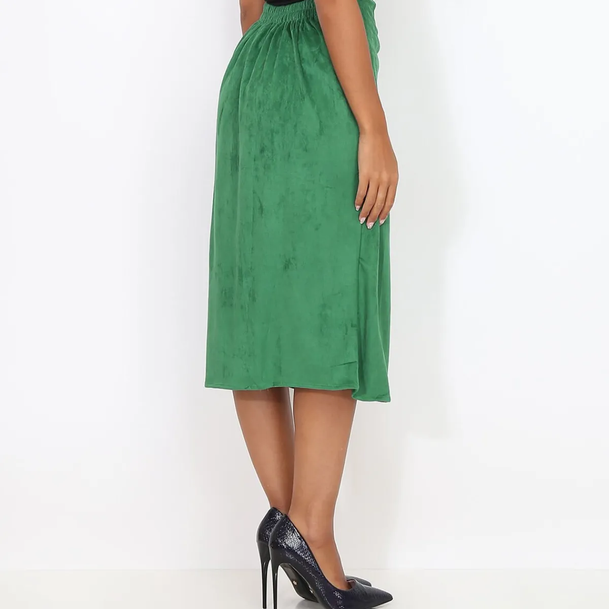 Clearance La Modeuse Jupe asymétrique fendue en suédine Vert