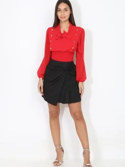Online La Modeuse Jupe asymétrique froncée et plissée Noir