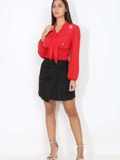 Online La Modeuse Jupe asymétrique froncée et plissée Noir