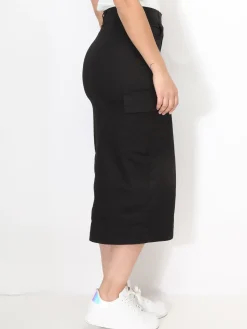 New La Modeuse Jupe cargo droite à fente Noir