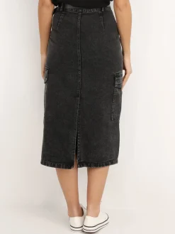 Best La Modeuse Jupe cargo en jeans avec ceinture grisfoncé