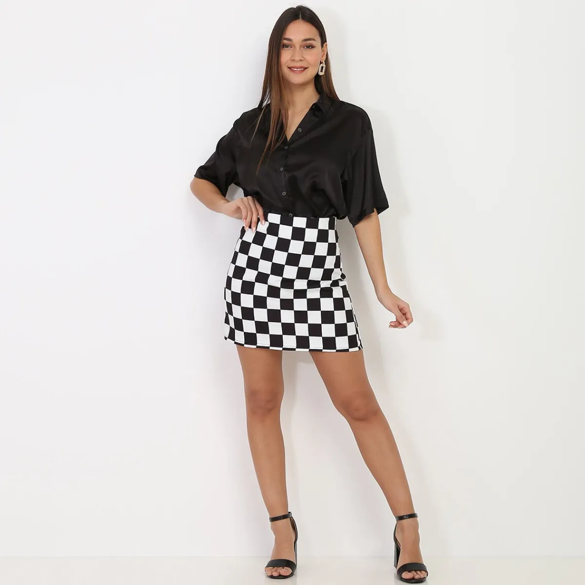 Discount La Modeuse Jupe damier