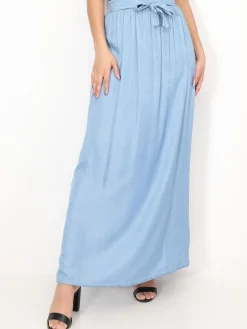 La Modeuse Jupe effet denim ceinturée BleuClair