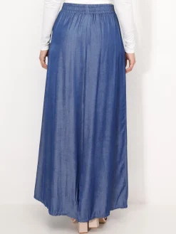 Online La Modeuse Jupe effet denim ceinturée Bleufoncé