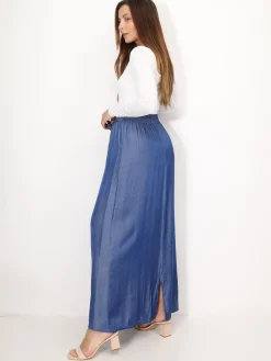 Online La Modeuse Jupe effet denim ceinturée Bleufoncé