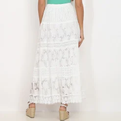 Outlet La Modeuse Jupe en crochet et dentelle Blanc